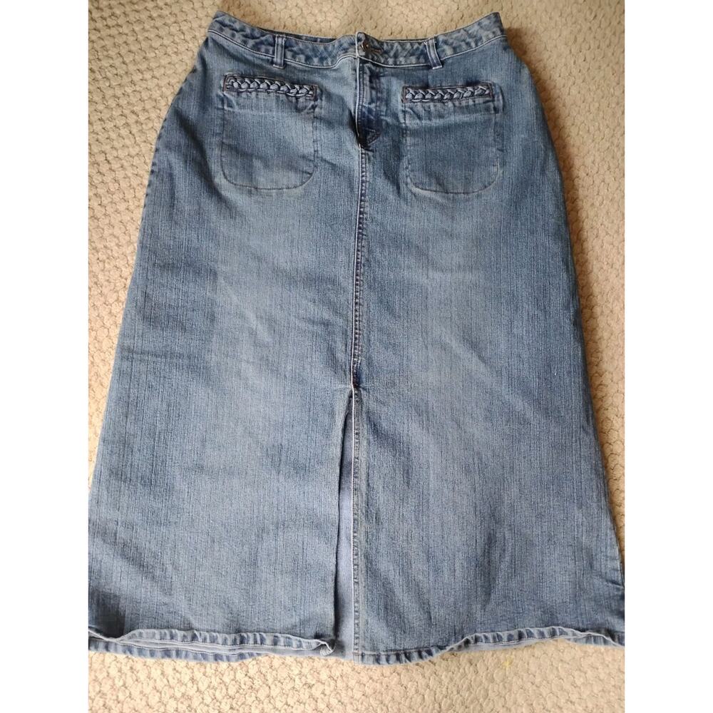 Vintage Women's Size 16m Riveted By Lees Denim Jean Long Skirt